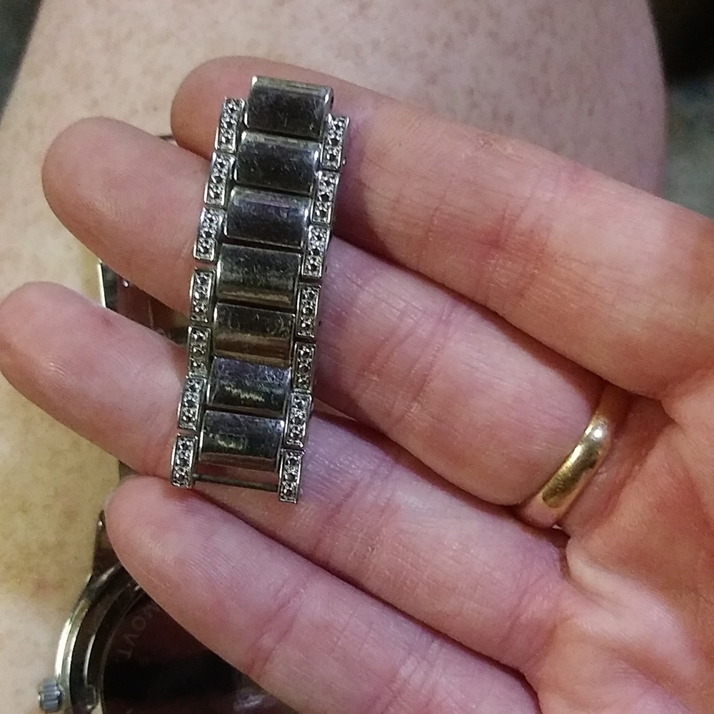 Bebe Rhinestone & Stainless Steel Sparkly Watch For Small Wrist W/Extra Links - Picture 13 of 14